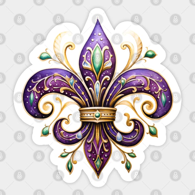 Mardi Gras Fleur de Lis Sticker by Mimeographics